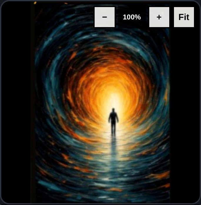 The tunnel painting glowing in the studio.