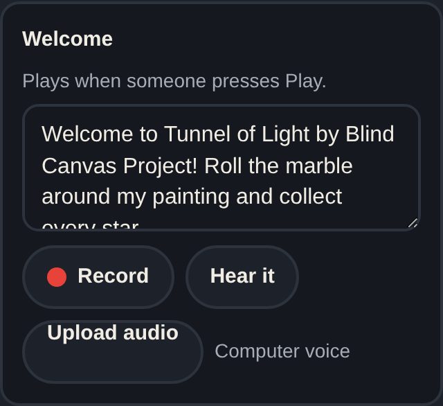 A voice line with Record, Hear it and Upload audio buttons.